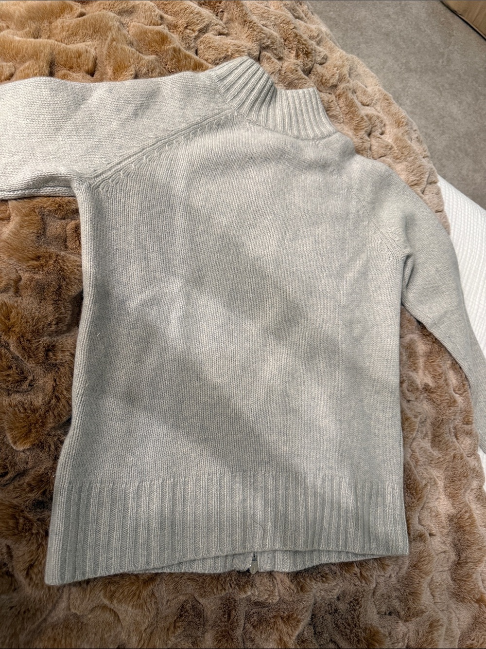 Lord & Taylor Light Gray Zip-Front Sweater Cardigan - Picture 6 of 6
